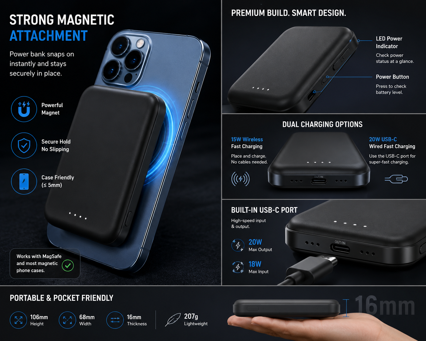 10,000mAh Magnetic Power Bank