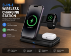 LuxeMart 3-in-1 Wireless Charging Station for iPhone, Apple Watch & AirPods