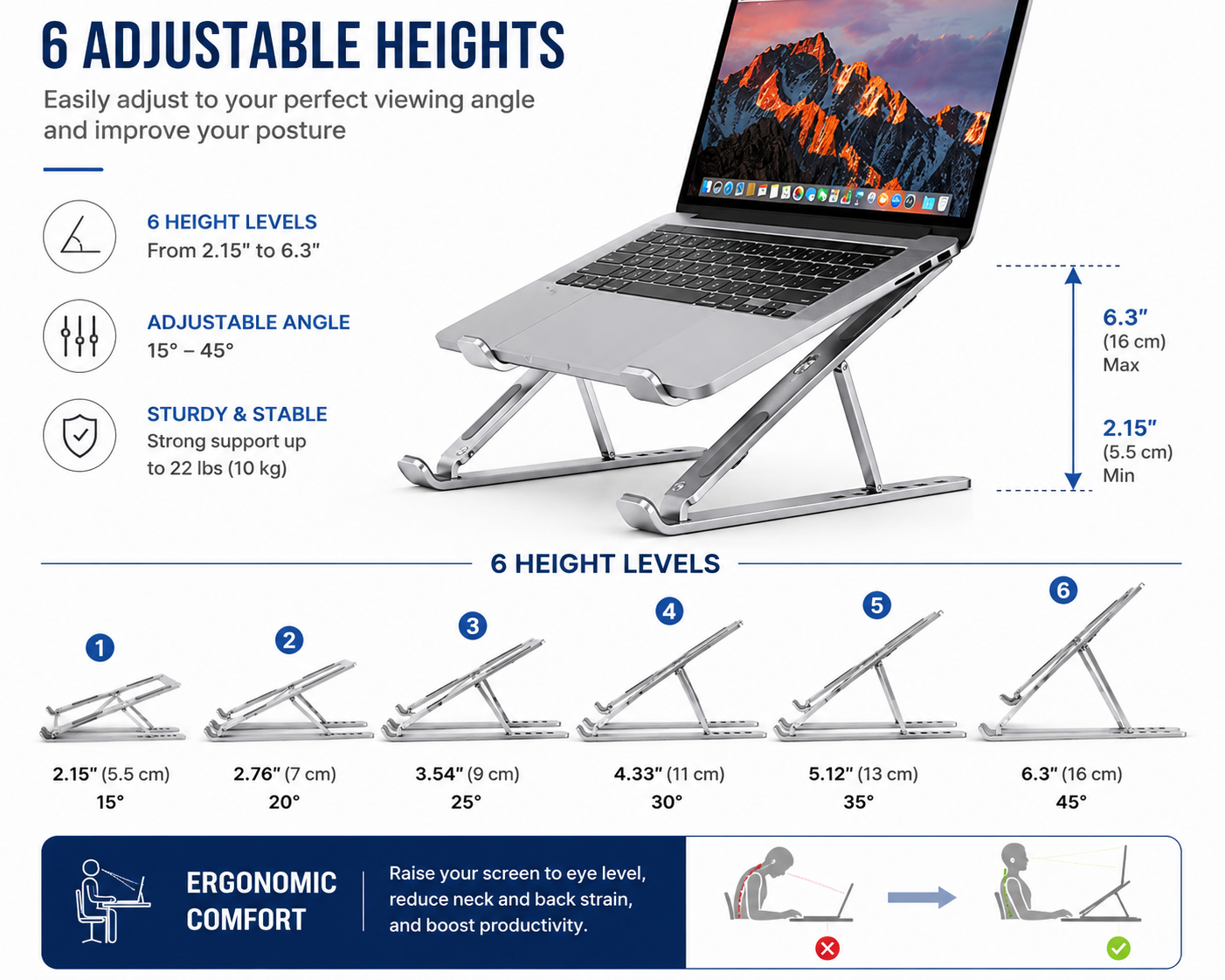 Foldable Aluminum Laptop Stand – Adjustable Portable Desk Stand for Laptops