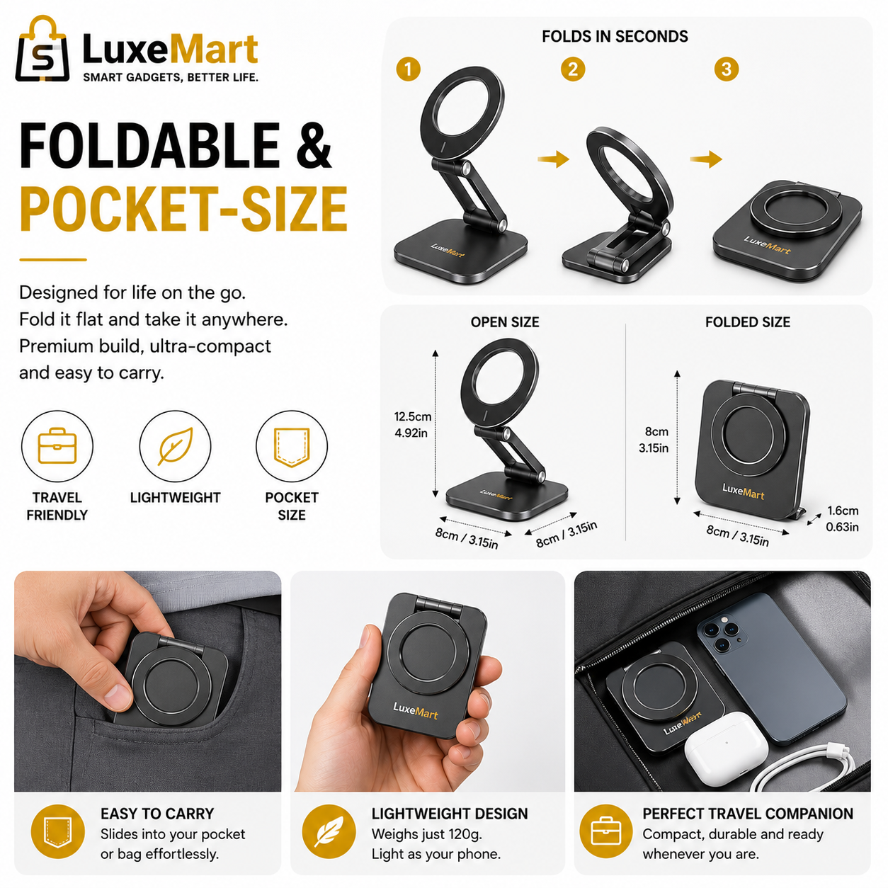 Magnetic Foldable Phone Stand
