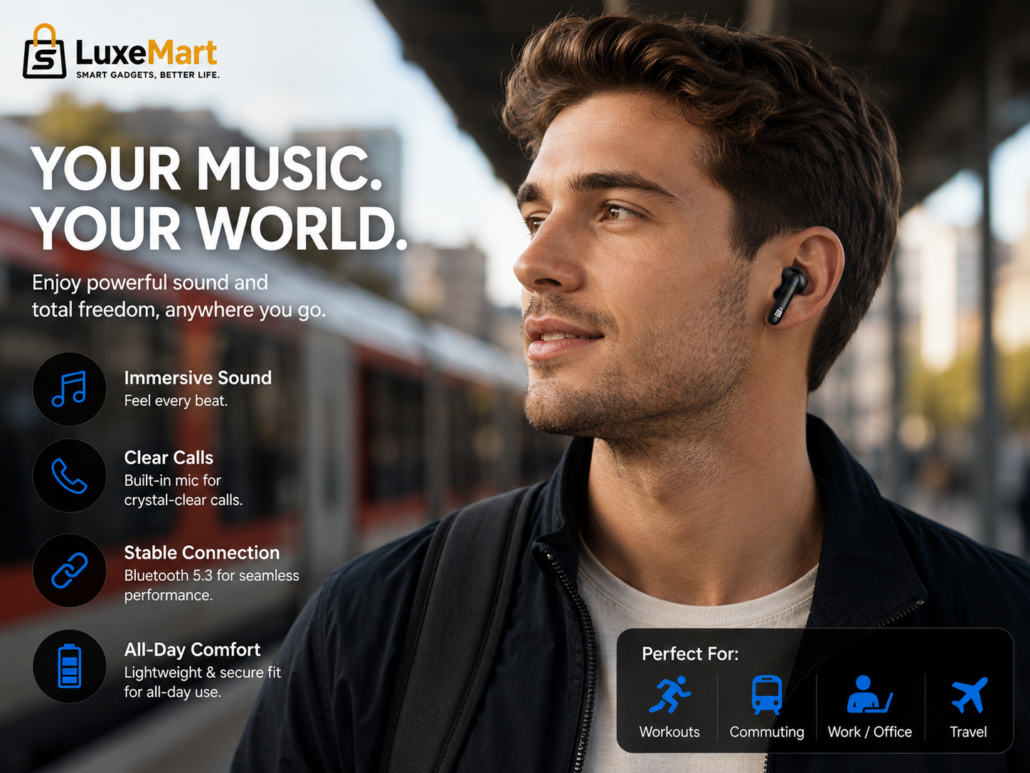 Bluetooth Wireless Earbuds with Charging Case