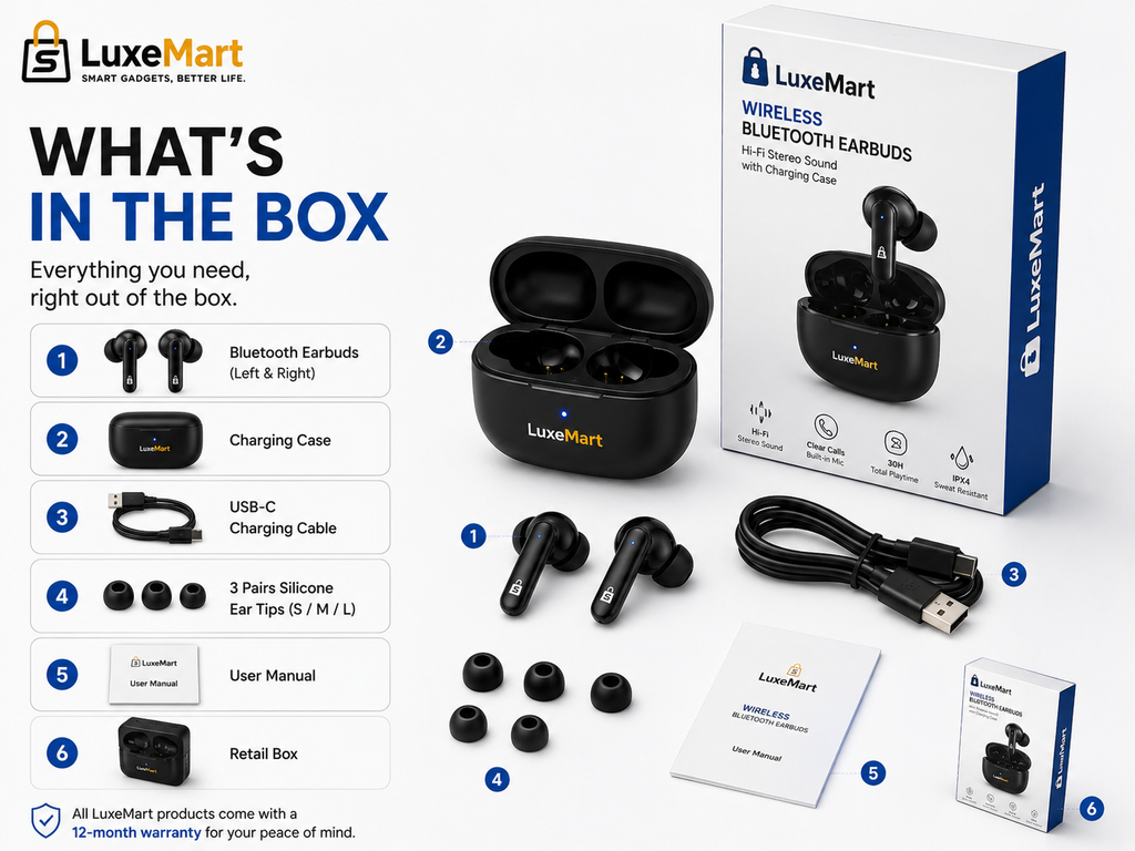 Bluetooth Wireless Earbuds with Charging Case