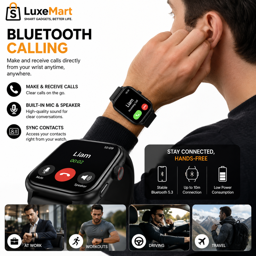 LuxeMart Smart Watch with Bluetooth Calling