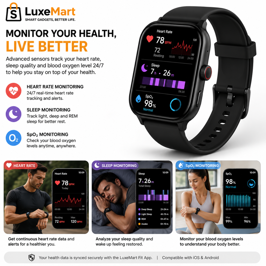 LuxeMart Smart Watch with Bluetooth Calling
