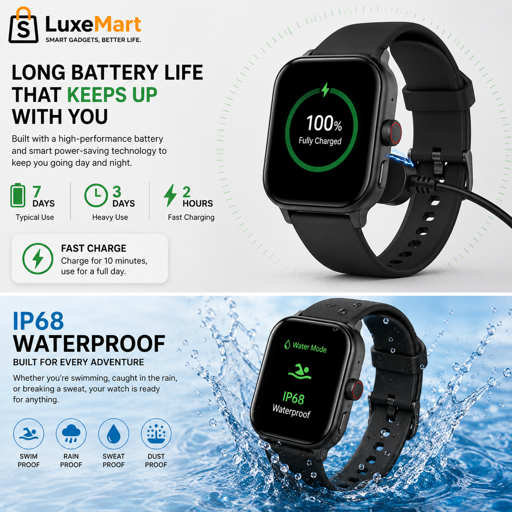 LuxeMart Smart Watch with Bluetooth Calling