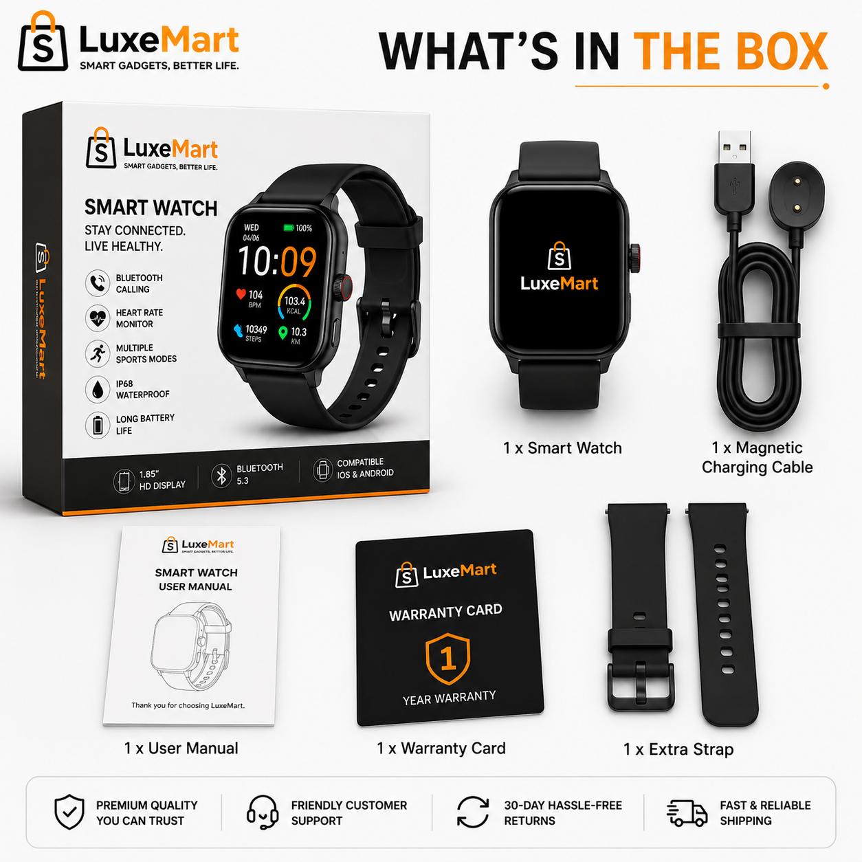 LuxeMart Smart Watch with Bluetooth Calling