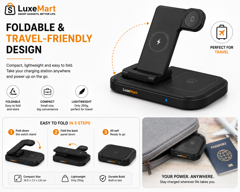 LuxeMart 3-in-1 Wireless Charging Station