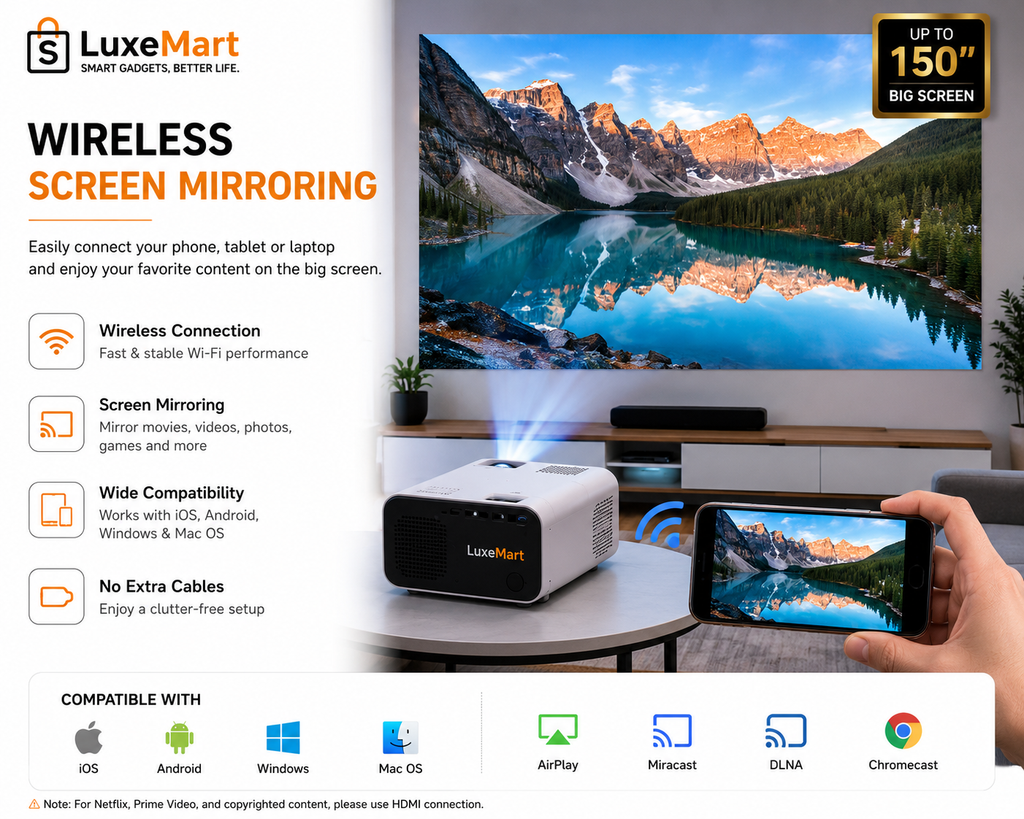 LuxeMart Mini Portable Projector