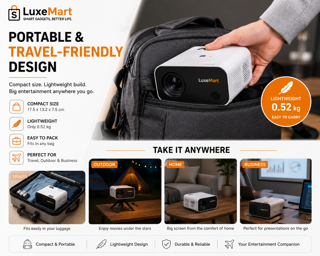 LuxeMart Mini Portable Projector