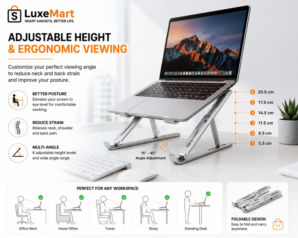 LuxeMart Foldable Aluminum Laptop Stand