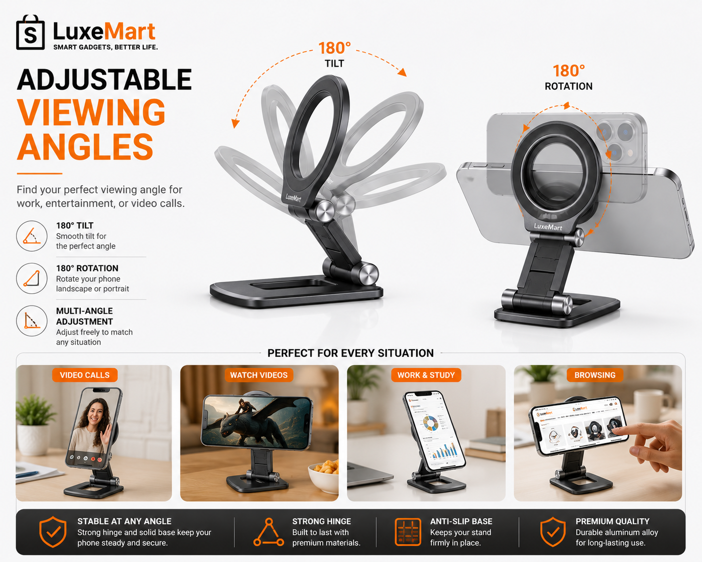 LuxeMart Magnetic Foldable Phone Stand