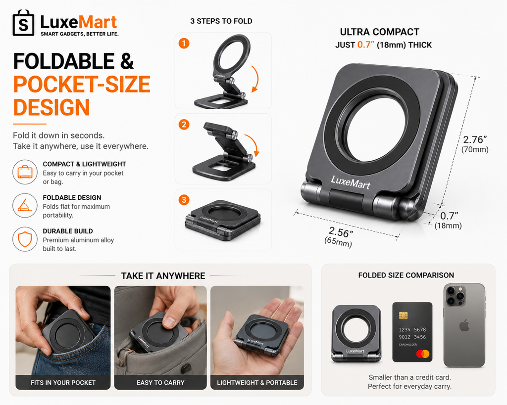 LuxeMart Magnetic Foldable Phone Stand