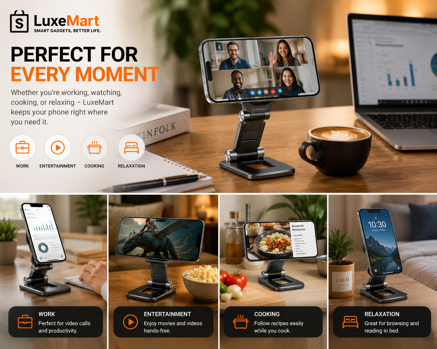 LuxeMart Magnetic Foldable Phone Stand