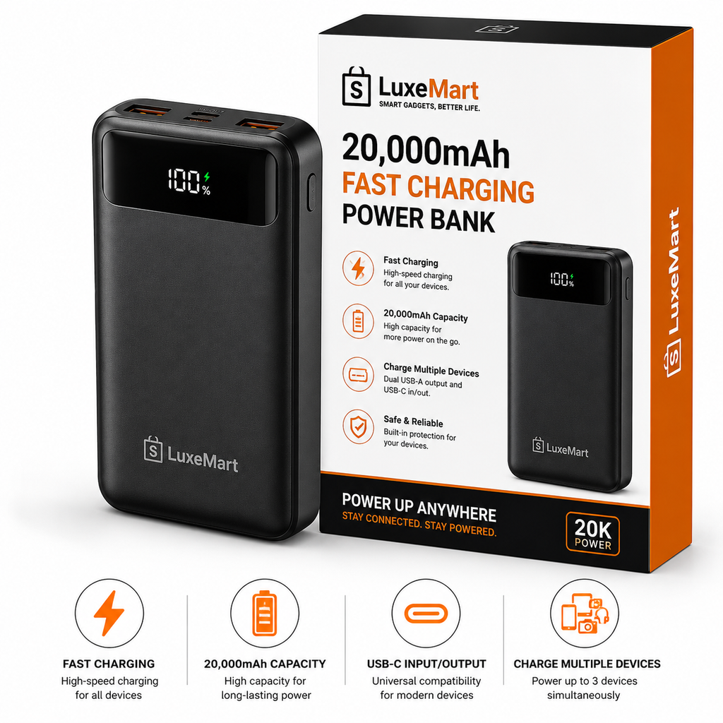 LuxeMart 20,000mAh Fast Charging Power Bank