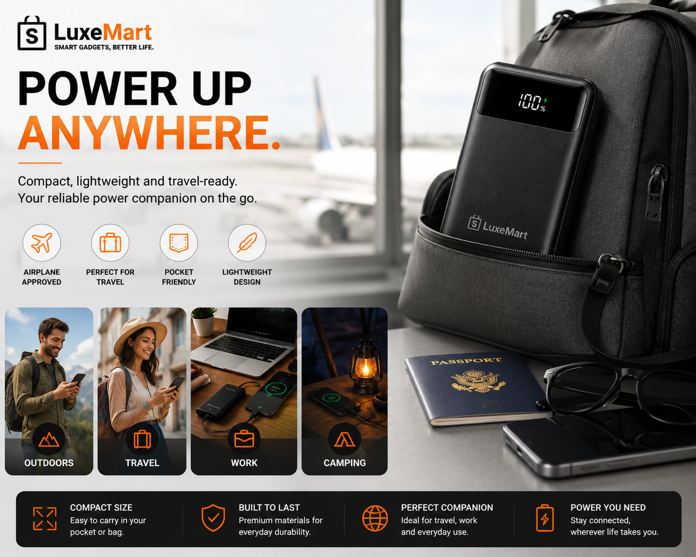 LuxeMart 20,000mAh Fast Charging Power Bank