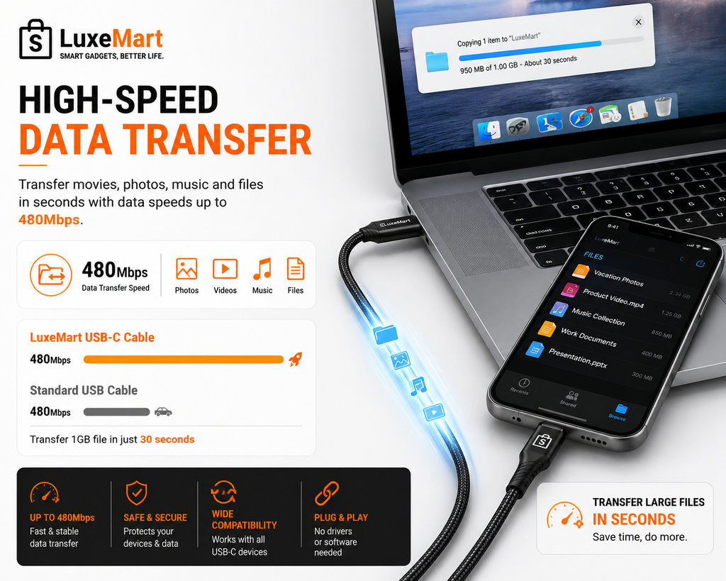 LuxeMart USB-C Fast Charging Cable
