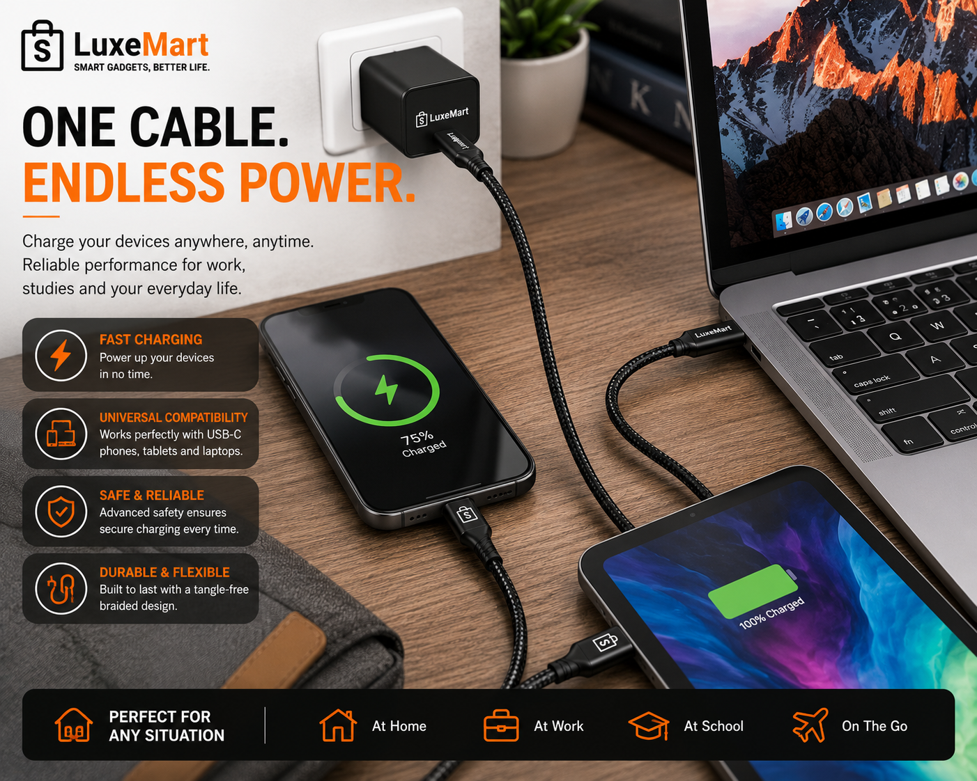 LuxeMart USB-C Fast Charging Cable