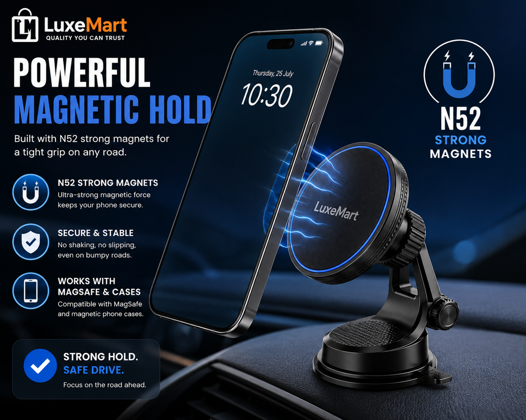 LuxeMart Magnetic Wireless Car Phone Mount