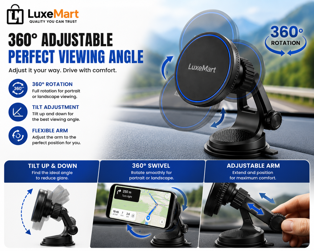 LuxeMart Magnetic Wireless Car Phone Mount