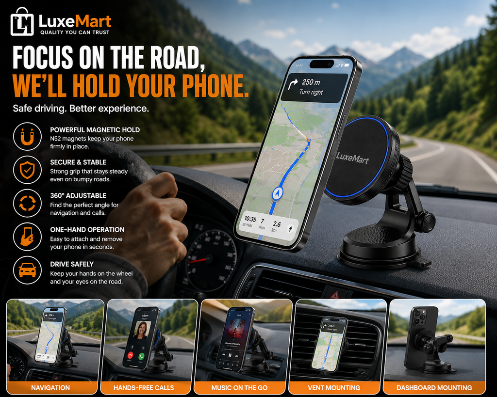 LuxeMart Magnetic Wireless Car Phone Mount