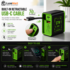 LuxeMart 67W GaN Fast Charger with Retractable USB-C Cable