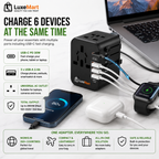 LuxeMart Universal Travel Adapter with USB-C Fast Charging