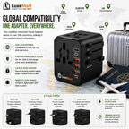 LuxeMart Universal Travel Adapter with USB-C Fast Charging