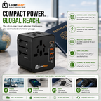 LuxeMart Universal Travel Adapter with USB-C Fast Charging