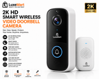 LuxeMart Smart Wireless Video Doorbell Camera with 2K HD & Two-Way Audio