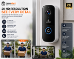 LuxeMart Smart Wireless Video Doorbell Camera with 2K HD & Two-Way Audio