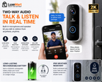 LuxeMart Smart Wireless Video Doorbell Camera with 2K HD & Two-Way Audio