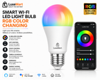 LuxeMart Smart Wi-Fi LED Light Bulb – RGB Color Changing, Voice Control
