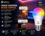 LuxeMart Smart Wi-Fi LED Light Bulb – RGB Color Changing, Voice Control