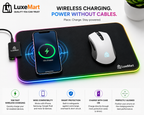 LuxeMart Wireless Charging Mouse Pad with Fast Qi Charging & RGB Edge Lighting