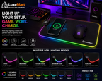 LuxeMart Wireless Charging Mouse Pad with Fast Qi Charging & RGB Edge Lighting