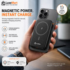 LuxeMart 10,000mAh Magnetic Wireless Power Bank with 20W Fast Charging