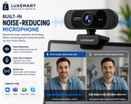 LuxeMart 1080p Full HD USB Webcam with Noise-Reducing Microphone