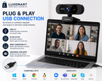LuxeMart 1080p Full HD USB Webcam with Noise-Reducing Microphone