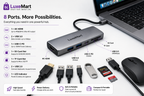 USB-C 8-in-1 Hub Adapter – HDMI, USB 3.0, SD/TF Card Reader & PD Charging