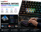 LuxeMart Bluetooth Mechanical Keyboard – Wireless RGB Rechargeable Keyboard for PC, Mac, Tablet & Phone