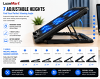 LuxeMart Laptop Cooling Pad – 5 Fan Adjustable USB Cooling Stand for 12–17.3” Laptops