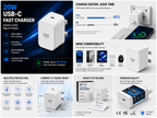 LuxeMart 20W USB-C Fast Charger – Compact Wall Plug Adapter for iPhone & Android
